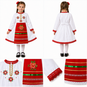 Риза с бродерия и червена престилка 101