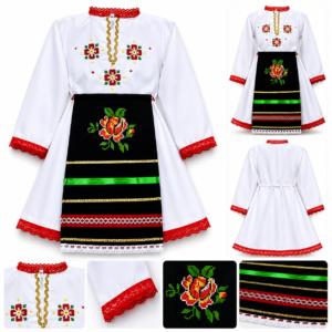 Риза с бродерия и черна престилка